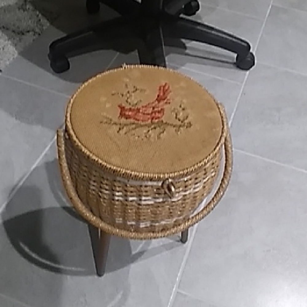 Handcrafted Woven Basket with Embroidered Lid